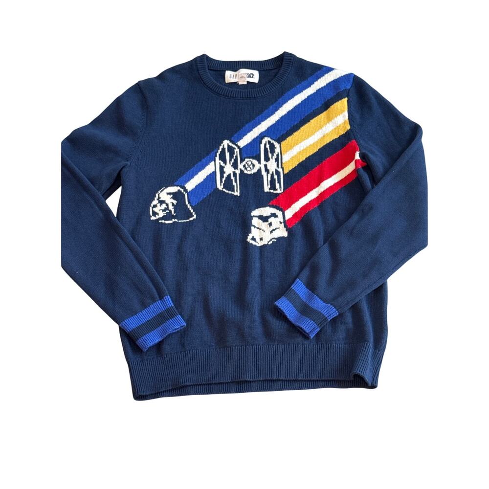 GAP Kids Star Wars Sweater XXL Navy Graphic Pullover Darth Vader Tie Fighter